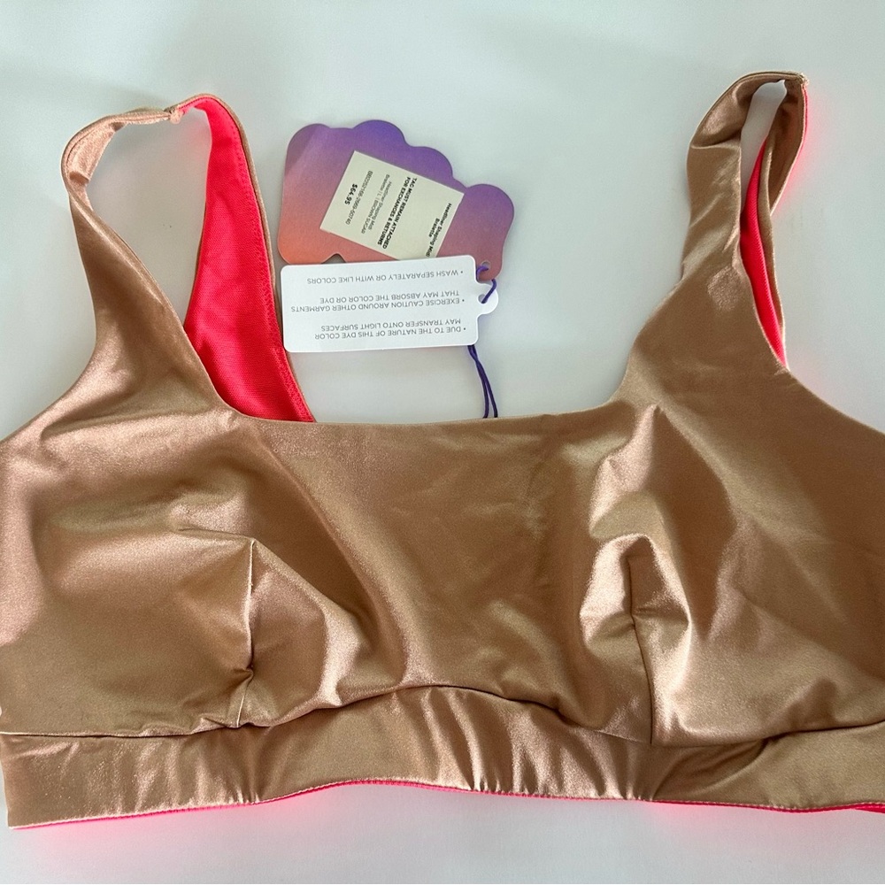 YITTY Tan and Pink Satin Bralette